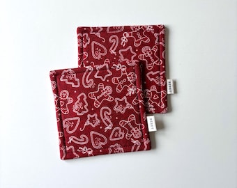 Posavasos de tela roja (juego de 2): Decoración festiva para la mesa navideña