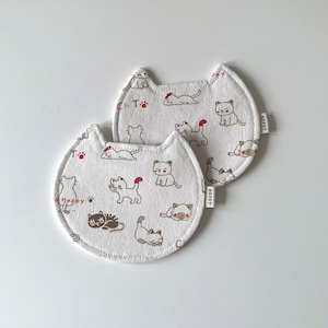 Cat Coasters (Set of 2) - Kawaii Fabric Animal Table Decor