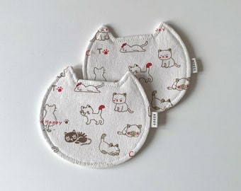 Cat Coasters (Set of 2) - Kawaii Fabric Animal Table Decor