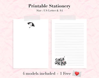 Unique stationery print / free downloadable envelopes / Singing in the rain writing paper / writing paper set