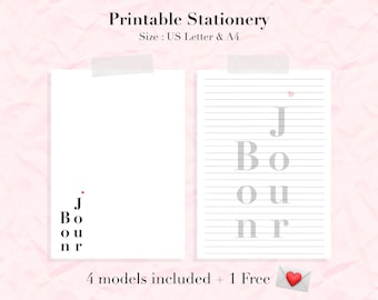 Hello stationery print / free downloadable envelopes / Graphic lettering stationery set lined paper stationery