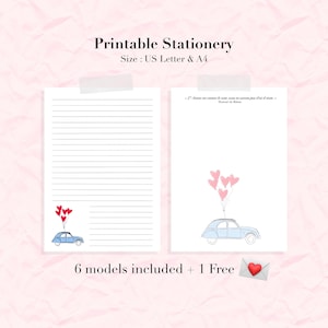 Papel de escritura imprimible / Sobre descargable / Kit de papelería para descarga digital inmediata / A French Car Love