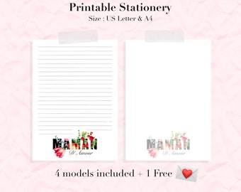 Mom of Love stationery print / free downloadable butterfly flight envelopes / Mother's Day stationery