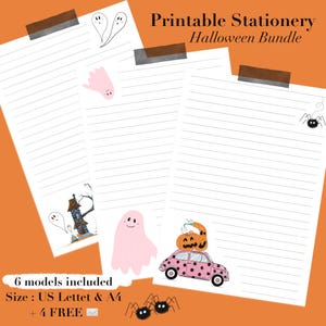 Cancelleria di Halloween stampabile, stampa unica su carta da lettere, set di 6 cancelleria di Halloween, buste abbinate stampabili