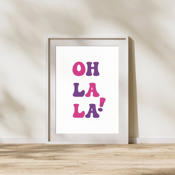 Oh la la Poster – druckbare Design-Wandkunst, rosa und lila Poster, Pop-Art-Gemälde, sofortiger digitaler Download