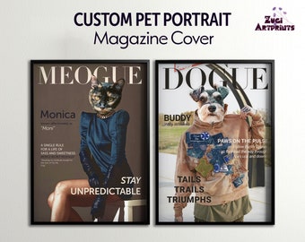 Custom Pet Portrait | Digital Download | Magazine Cover for Pet | Dog Portrait | Cat Portrait | Customized Wall Print | Custom Gift | Pets