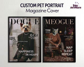 Custom Pet Portrait | Digital Download | Magazine Cover for Pet | Dog Portrait | Cat Portrait | Customized Wall Print | Custom Gift | Pets