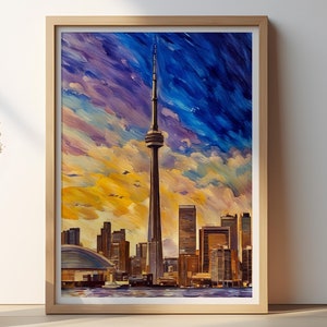Toronto, Kanada Skyline Wandbild, Kanada Skyline Wandbild, Kanada Skyline bei Sonnenuntergang, Wandbild, moderne Stadtansicht Geschenk.