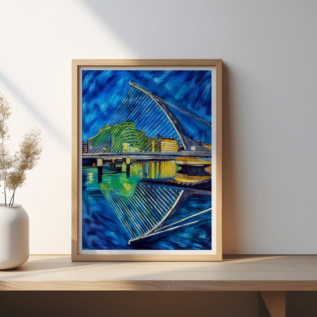 Dublin Samuel Beckett Bridge Poster, Night Reflection Wall Art, Ireland ...