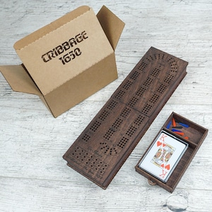 Handgemaakte cribbage-bordspel - klassieke houten cribbage-set, op maat gemaakt handgemaakt familiebordspel, uniek cadeau voor game-avond
