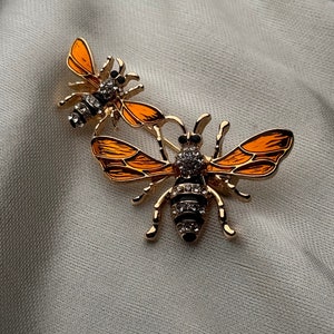 Vintage bijenbroche, Napier Honey Bee Duo-broche, Moederdagcadeau, insectenbadges Vintage unieke gepersonaliseerde dieren corsageaccessoires