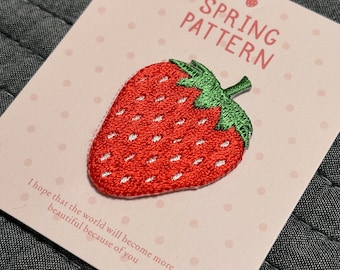 Umweltfreundliche Erdbeeren-Patch, Pflanzenstickerei, Abzeichen, dekorativer Patch, DIY-Stickerei/bestickte Applikation/Patch, Liebhaber-Geschenk, aktiv, aktiv