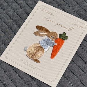 Rabbit eating carrots embroidered patch, rabbit  Patch,Garden patch,DIY Embroidery,Easter gift,Embroidered Applique/patch Lover Gift Active