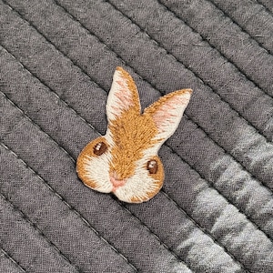 Rabbit Head Iron-On Patch: Embroidered Bunny Applique