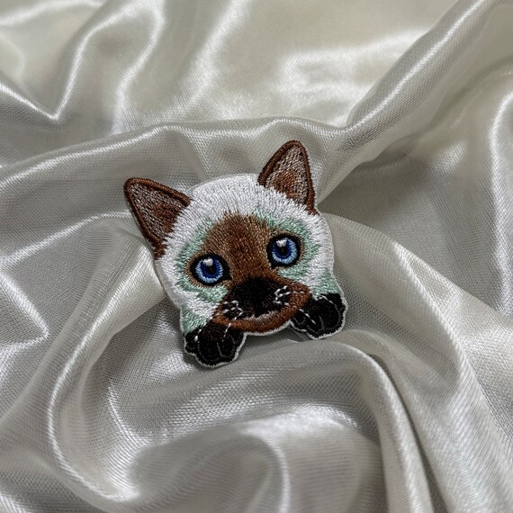 Siamese Cat Hand-Embroidered Brooch Pin Siamese Cat Hand-Embroidered Brooch Pin
