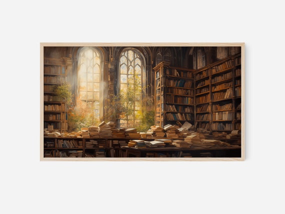 Vintage Library Painting: Bookish Frame TV Art (Digital Download)