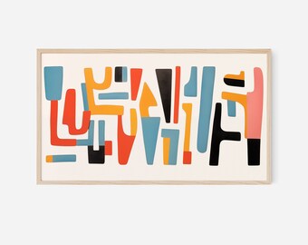 Mid Century Frame TV Art | Modern Abstract Scribble Art Mid Century Samsung Frame TV Line Drawing Contemporary Art Digital Download