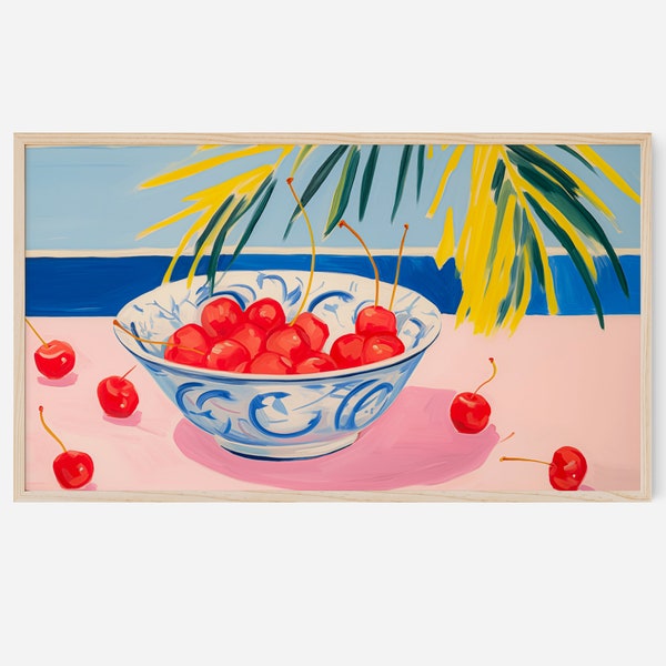 Summer Frame TV Art | Digital Download Colorful Cherry Summer Frame Tv Maximalist Still Life Instant Download Samsung tv