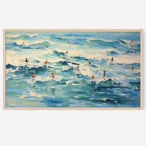 Summer Frame TV Art | Seascape Abstract Summer Frame TV Art Digital Download Swimming Painting for TV Pop Art Modern Ocean