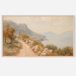 Summer Frame TV Art | Landscape Neutral Coastal Summer Painting Digital Download | Antique Muted Painting Samsung TV Wallpaper