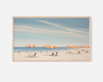 Beach Painting Frame TV Art | Coastal Ocean Scene Digital Download | Relaxing Seaside Artwork for Samsung The Frame TV | Coastal Home Decor