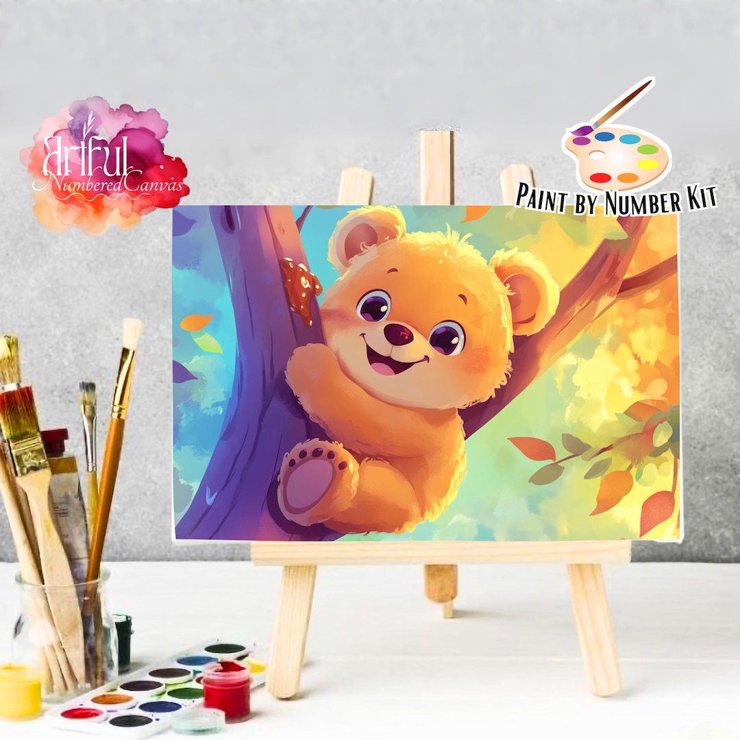 Baby Bear 1 Paint by Numbers Kit, Baby Animals Painting Art Kit, Easy ...