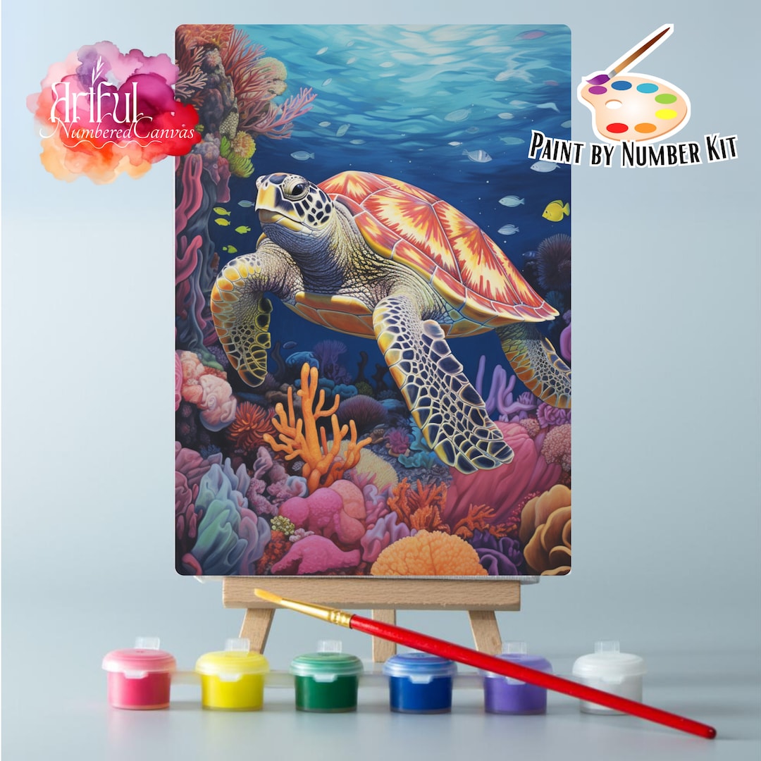 Cute Turtle Paint by Numbers Kit 3, Turtle Painting, Easy Diy Animal ...