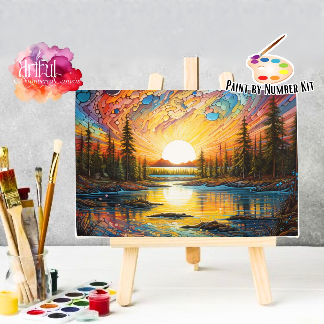 Sunrise Painting Kit 5, Diy Landscape Paint by Numbers Kit, Coloring ...
