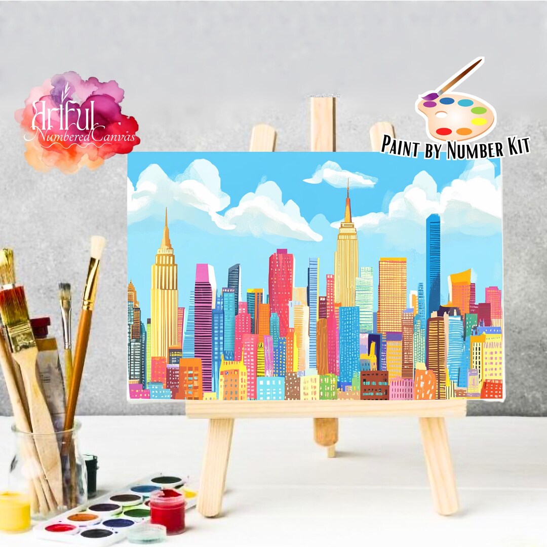 Skyline of New York 2 Painting Kit, Cities Diy Paint by Numbers Kit ...