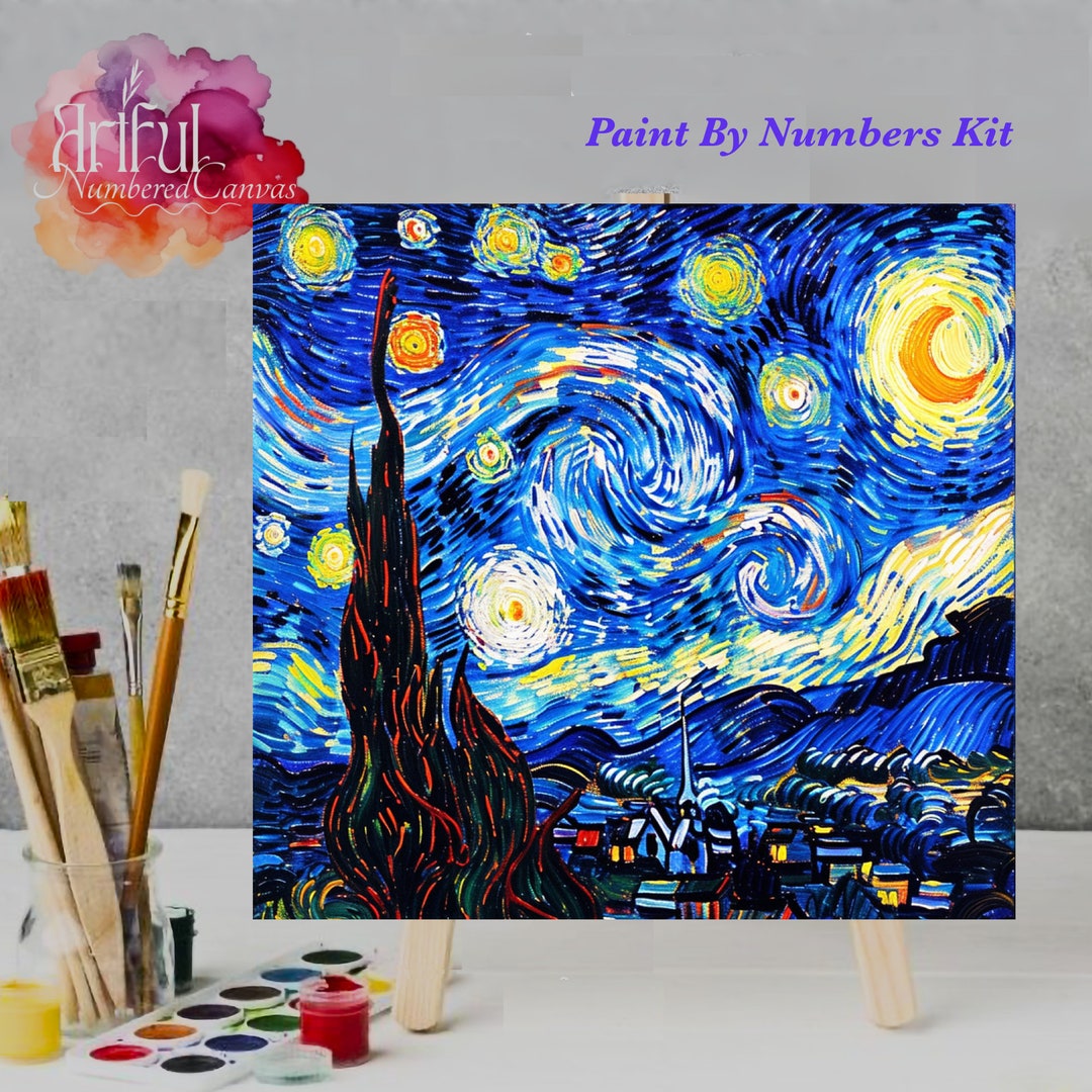 Van Gogh Starry Night Painting Kit, DIY Paint by Numbers - Etsy