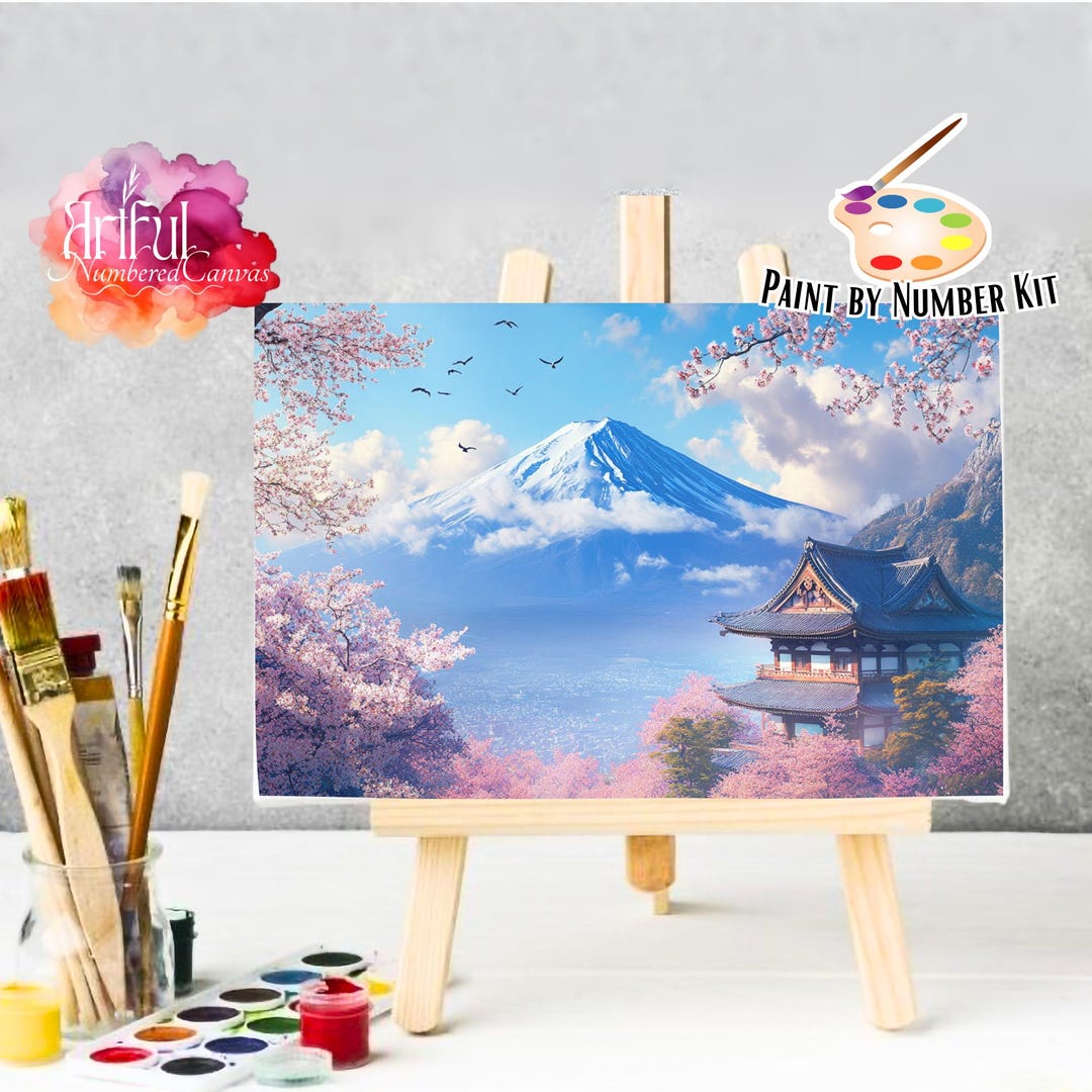 Mount Fuji Kit 1, Landscape Japanese Diy Paint by Numbers Kit, Coloring ...
