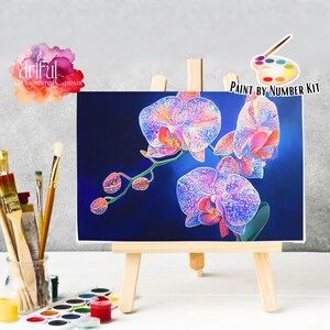 Orchidee A6 Malset, Blumen &#39;Malen Nach Zahlen Kit, Blumen Malen Nach Zahlen Kit, Färbung Nummeriert, Farbe Nach Zahl Für Erwachsene, Paint Party Geschenk