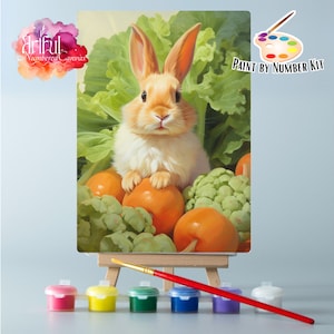 Kit di pittura con i numeri per coniglio 4, pittura per coniglio carino, kit fai da te facile per dipingere con i numeri, pittura colore per numero