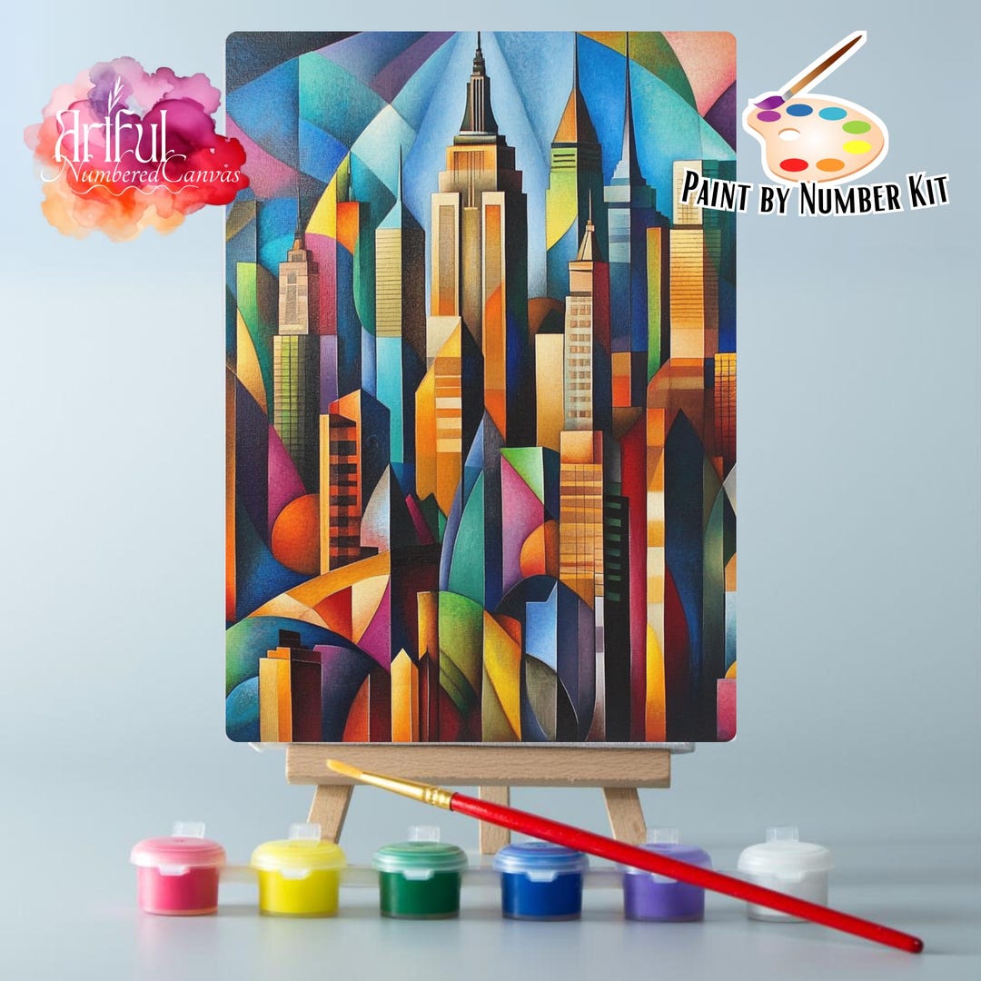 Skyline of New York A9 Painting Kit, Cities Diy Paint by Numbers Kit ...