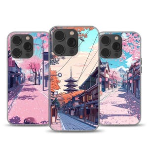 Pink Sakura Phone Case Japanese Anime Style cover fits iPhone 16 Pro, iPhone 14, Samsung S25, A53, S21, S23 Ultra, Google pixel 9 Pro