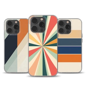 Retro striped Phone Case Aesthetic Vintage cover fits iPhone 16 Pro, iPhone 14, Samsung S25, A53, S21, S23 Ultra, Google pixel 9 Pro