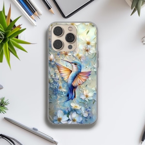 Funda para teléfono con diseño de colibrí y pájaros artísticos para iPhone 16e, 14, 13, 12, 11, SE, Samsung S25, A15, S21, S23 Ultra, Google Pixel 8, 9 Pro