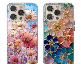 Wildflower Mosaic Phone Case Floral Stained Glass cover for iPhone Samsung Pixel