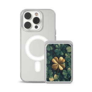 Porte-cartes magnétique porte-bonheur Clover Flower Magsafe Wallet pour iPhone 16, iPhone 14, iPhone 13 Pro, 12 Mag Safe
