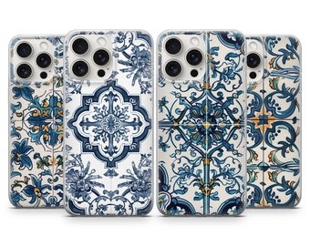Portugal azulejo tile Phone Case floral elements Cover for iPhone 16, 15 Pro, 14, 13, 12, 8 | Samsung S23, S24, A54 | Google Pixel 9, 8, 7