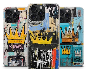 Graffiti Crown Art Phone Case Abstract Graffiti Cover for iPhone 16, 15 Pro, 14, 13, 12, 8 | Samsung S23, S24, A54 A35 | Google Pixel 9 8, 7