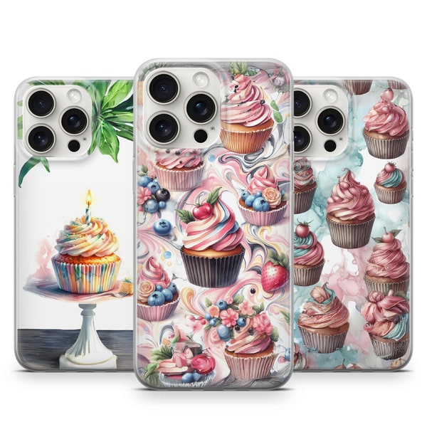 Sweet Cupcake Phone Case Dessert Case for iPhone 15, 14Pro, 13, 12, Galaxy S24, S23, Samsung A15, A54, A25, Google Pixel 8A, 7, 6, Xiaomi 13