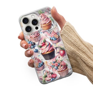 Custodia per telefono a forma di cupcake, a forma di torta di compleanno, per iPhone 16, 15, 14Pro, 13, Galaxy S24, S23, Samsung A15, A54, A25, A35 Google Pixel 9, 8A, 7
