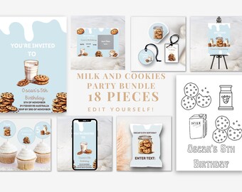 Milk&Cookies Party Bundle- 18 Pieces- Edit Yourself!