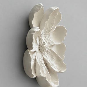Płytka kwiatowa 3D: ręcznie robiona rzeźba ścienna, botaniczna, dekoracja gipsowa, sztuka kwiatowa do wnętrz