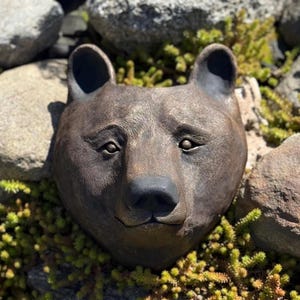 Wall Sculpture, Bear Head, Vintage decor, Animal wall art, Faux Animal, Animal Heads, Animal Pot, Figurines, bronze look, Animal theme