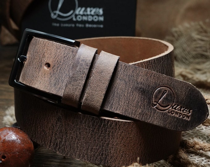 Engrave Leather Belt For Men | Handmade Vintage Brown Leather Belt | Gift For Him