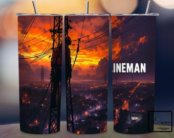 Lineman Tumbler Wrap,20oz Skinny Tumbler Sublimation Design PNG, Lineman Life Tumbler Wrap, Blue Collar Tumbler Design, Digital Download PNG