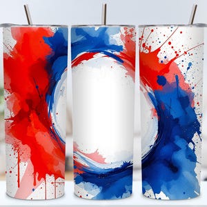 Red Blue Background Tumbler Wrap, Personalize Sports Colors, 20 Oz Skinny Sublimation Tumbler PNG Design, Digital File Download PNG