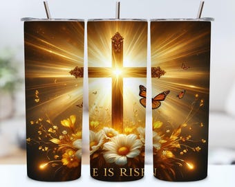 He is Risen Tumbler Wrap, 20oz Skinny Tumbler Sublimation Design PNG, Easter Tumbler Wrap, Christian Tumbler Wrap, Digital PNG Download